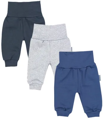 Produktbild von TupTam Baby Jungen Hose Jogginghose mit Breitem Bund 3er Pack, Farbe: Graphit / Melange Grau/ Jeans, Größe: 98