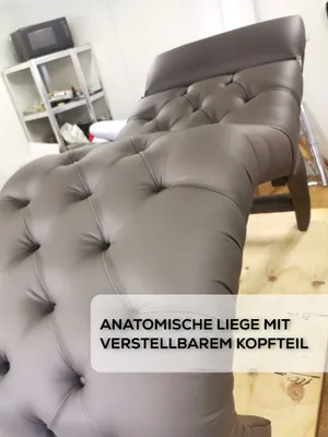 Produktbild von Handgefertigte Sessel - Relaxliege mit verstellbarem Kopfteil, 175x70x65, Velvet Ergonomisch Chaiselongue (Sofa, Liege), Holzrahmen, grau