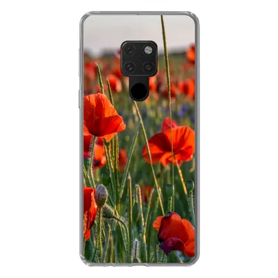 Produktbild von MuchoWow® Handyhülle Schutzhülle Hülle für Huawei P40 Lite Blumen - Mohnblumen - Natur - Rot Silikon Softcase Handy Hülle - Handy