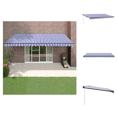Produktbild von vidaXL Markise Einziehbar Blau und Weiß 5x3 m Stoff und Aluminium -  Markisen