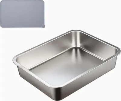 Produktbild von Famanu Katzentoilette aus Edelstahl - leicht zu reinigen, 60 x 40 x 15 cm