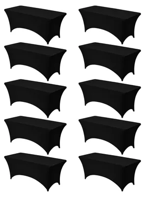 Immagine prodotto di VEVOR 10 x tovaglie elasticizzate in Spandex (rettangolari) adatte a tavoli da 1829 mm, lavabili antipiega, tovaglia di protezione per feste matrimoni banchetti festival, nero