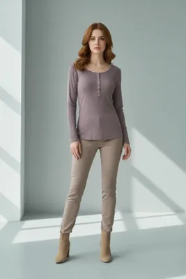 Produktbild von Langärmeliger Body mit Druckknöpfen, Old Rose, S