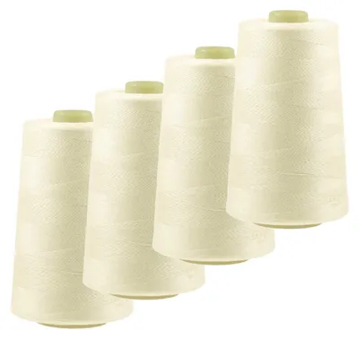 Produktbild von 4 x 4572m Overlock-Garn Overlock-Nähgarn Polyestergarn Farbe 501 bis 540, Farbe:A506 milchweiß