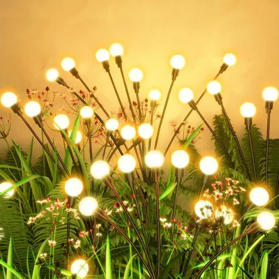 Solar-Glühwürmchen-Lampen 4er-Set, 8 LEDs, warmweiß, schwingend