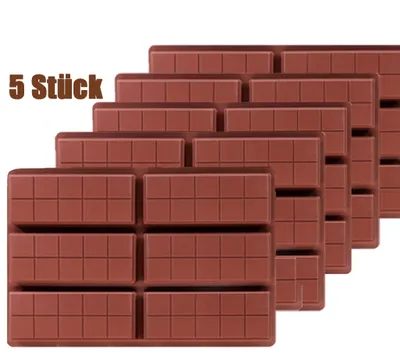 Produktbild von 5 Stück,Schokoladenform aus Silikon für 6 Tafeln Schokolade BPA-frei Antihaftbeschichtung Form Schoko Silikonform