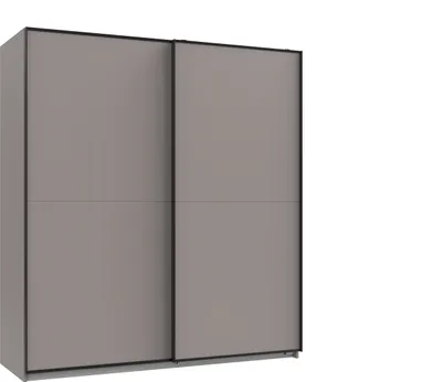Produktbild von Schwebetürenschrank >Neu-Ulm< 2 Böden, 2 Stangen, SAHARAGRAU - 180x198x65cm (BxHxT)