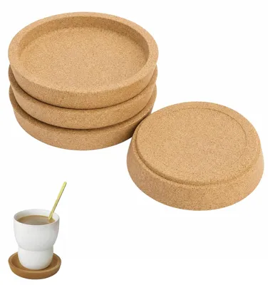 4er-Set runde Naturkork-Untersetzer, 10 cm, hitzebeständig