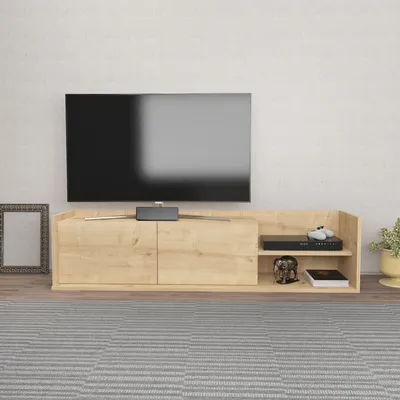Image de Meuble TV Decorotika Krog, pour téléviseurs jusqu'à 72 pouces | Chêne clair