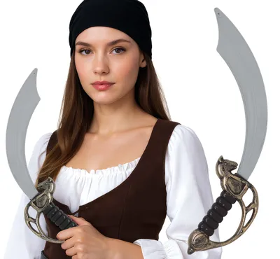 Productafbeelding van Piraat-avontuur, zwaard, carnaval, accessoires voor volwassenen, rollenspel, kostuum, decoratie, feest, evenement, plezier, fantasie, decoratie, carnaval, piraat, kleur: zilver
