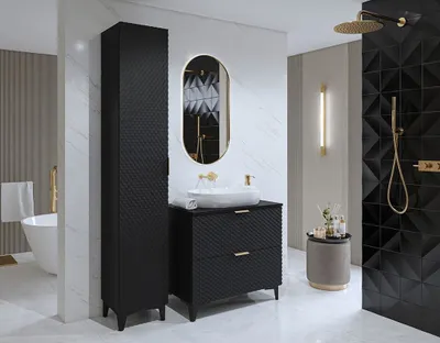 Immagine prodotto di Set di 2 mobili per bagno collezione CHIC colori nero e oro.