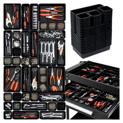 Produktbild von 45 Stück Werkzeugkoffer mit Organizer und Sortierbox für Werkzeugaufbewahrung