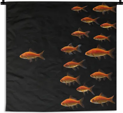 Produktbild von MuchoWow® Wandteppich Wandbehang Goldfisch - Tiere - Schwarz 60x60 cm Tapisserie Dekoration Wandtuch - Dekorationen - Wand Decke