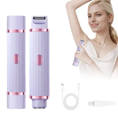 Produktbild von Intimrasierer Damen Elektrisch 2 in 1 Doppelkopf, Bikini Trimmer IPX7 Wasserdicht Nass Trocken, Lady Shaver für Intimbereich Gesicht Achseln Beine