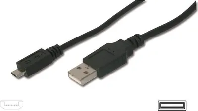 Image de Câble de connexion USB 2.0 DIGITUS type A -micro B mâle/mâle 1.8m, noir