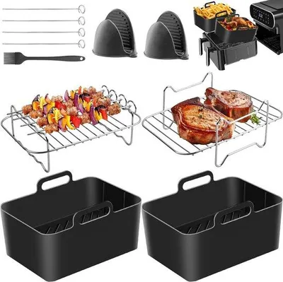 Image de Lot de 7 accessoires pour friteuse à air chaud à double zone, moule en silicone, 76-95 litres, ustensiles de cuisine
