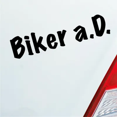 Produktbild von Auto Aufkleber BIKER a.D. außer Dienst Motorrad Bike 19x4,2 cm Schwarz Glanz Sticker Heckscheibenaufkleber