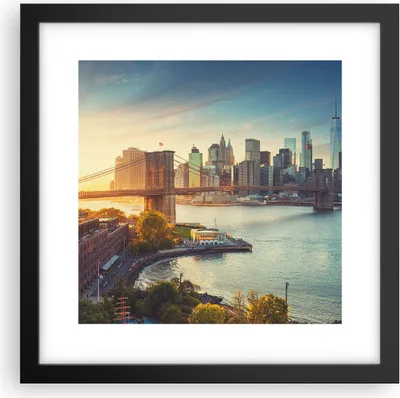 Produktbild von Gerahmtes Poster - Schwarzer Rahmen - New York Brücke - 30x30 cm - Wand Bild - Wanddeko - Wandbilder - Kunstposter - Wandposter - Bilderrahmen - Bilder - Kunstdruck - Wandbild - P2BAC30x30-4047