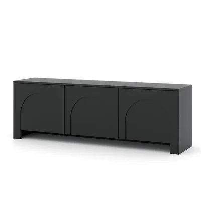 Produktbild von Lowboard Vento Schwarz, 3 Türen Fernsehschrank B: 153,5cm / H: 51cm / T:35cm