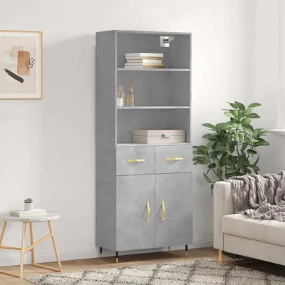 Produktbild von vidaXL Highboard Betongrau 69,5x34x180 cm Holzwerkstoff