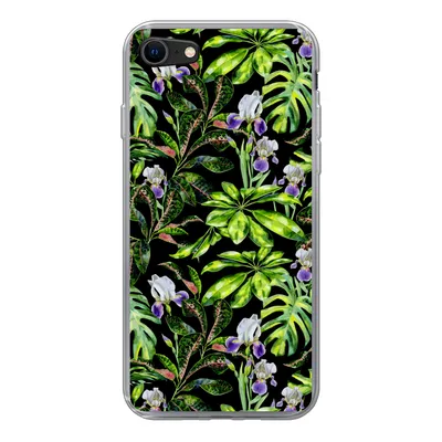 Produktbild von MuchoWow® Handyhülle Schutzhülle Hülle für iPhone 7 Blume - Blätter - Muster Silikon Softcase Handy Hülle - Kartenhalter