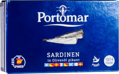 Immagine prodotto di Sardine in olio d'oliva PIKANT con pelle e lische da 10 a 14 pesci, 125 g