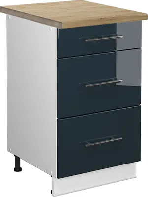 Produktbild von Küchenunterschrank Vicco Fame-Line Dunkelblau Hochglanz 50 cm , AP Goldkraft, Model 49712