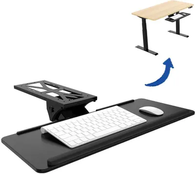 Produktbild von Flexispot KT1B Tastaturablage Tastaturschublade für Keyboard Neigbar, Metall, schwarz