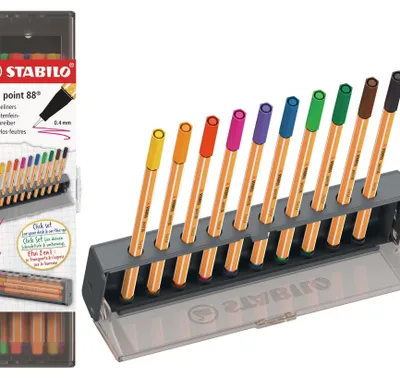 Image de STABILO Point 88 - Click Set Fineliner - 10 Couleurs Assorties - Pointe 0.4 mm
