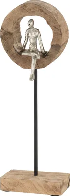 Produktbild von J-Line J-Line Dekoration Denker Ring - Holz/Aluminium - Natur/Silber