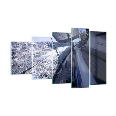 Produktbild von Bilder auf glas - Boot Ozean Reise Yacht - 100x60cm - Glasbilder - Wandbilder - Kunstdruck - zum Aufhängen bereit - Wanddekoration aus Glas - Glas Bilder - Wandbild auf Glas - 5 Teile - GEG100x60-0373