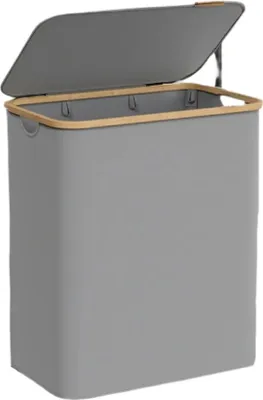Image de Panier à linge Rootz à 3 compartiments - Panier à linge - Rangement sous le couvercle - Capacité de 150 L - 60 cm x 38,5 cm x 70,5 cm