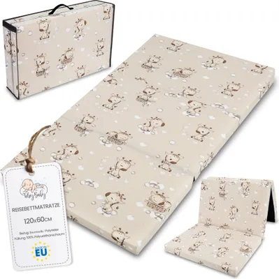 Produktbild von Skládací matrace Skládací cestovní matrace do postýlky 60x120 cm - Skládací matrace pro děti Skládací matrace pro hosty Dětská matrace Podlahová matrace Matrace na spaní a cestovní matrace Žirafy
