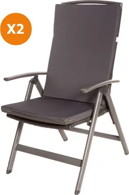 Produktbild von Stuhlkissen 2er set | Sitzkissen 110x47x4cm Anthrazit | sitzkissen stuhl | stuhlkissen outdoor | sitzkissen hochlehner