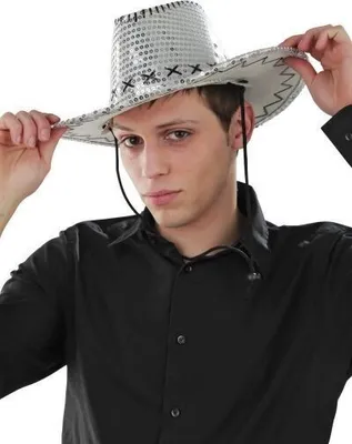 Produktbild von Cowboy Paillettenhut Pailletten Hut Cowboyhut Silber silber Rangerhut Ranger