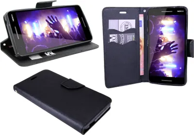Produktbild von Elegante Buchtasche für Das Nokia 2.1 2018  Handyhülle Tasche Flip Case Smartphone Aufklappbar Cover Schutzhülle in Schwarz