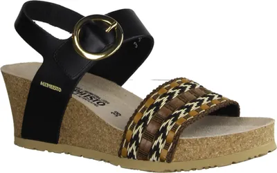 Produktbild von Mephisto Laure Keilsandalette, Damen, Leder, Schwarz, Air-Relax - Damenschuhe Sandalette / Sling, Schwarz, leder&nbsp