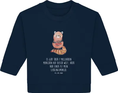 Produktbild von Mr. & Mrs. Panda Organic Baby Pullover Roter Panda 12. - 18. Monat - French Navy - Geschenk, Liebe, Herz, Lieblingsmensch, Liebling, Rot, Bullover, Lustige Sprüche