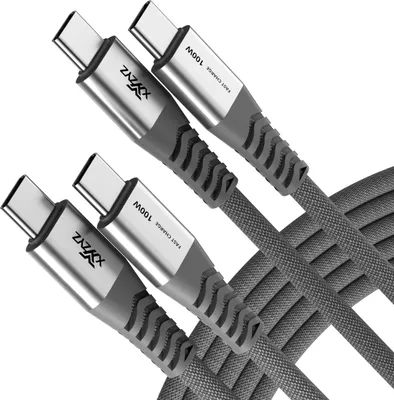 Immagine prodotto di Cavo di ricarica rapida 2x USB-C a USB-C, grigio, 100 W, 20 V, 5 A, 2 m