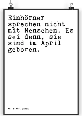 Produktbild von Mr. & Mrs. Panda Bild Einhörner sprechen nicht mit... DIN A5 - Weiß - Geschenk, Sprüche, Plakat, Spruch Weisheiten Zitate Lustig Weisheit Worte, drucke, Wandbild, Einhorn