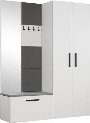 Produktbild von Masseno Garderobe-Set MODULO 160,6/204/40 cm Modern Garderobenschrank Weiß