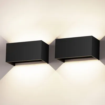 2er Set 24 W LED-Wandleuchten, 4000 K, schwarz, IP65