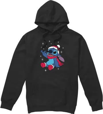 Obrázok produktu pre Lilo & Stitch - Pánsky sveter s kapucňou - vianočný dizajn TV4546 (XXL) (čierny)