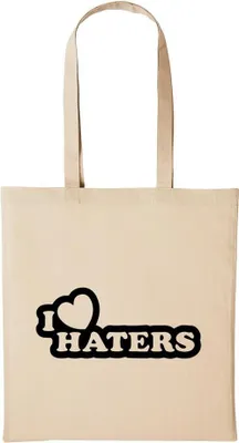 Produktbild von Huuraa Baumwollbeutel I Love Haters Geschenk Einkaufstasche Natural 10 Liter Baumwolle I Love Haters Accessoire
