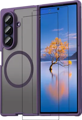 Immagine prodotto di set di cover protettive 2in1 per il Samsung Galaxy Z Fold 7 composto da 2x protezioni per lo schermo in vetro 9H e 1x custodia MagSafe - cover in viola