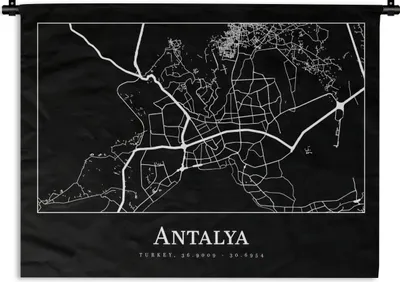 Produktbild von MuchoWow® Wandteppich Wandbehang Karte - Antalya - Stadtplan 60x45 cm Tapisserie Dekoration Wandtuch - Das Schlafzimmer