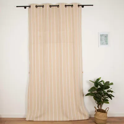 Produktbild von Vorhang Ösen rustikale Struktur Streifen natur weiß 135x260cm