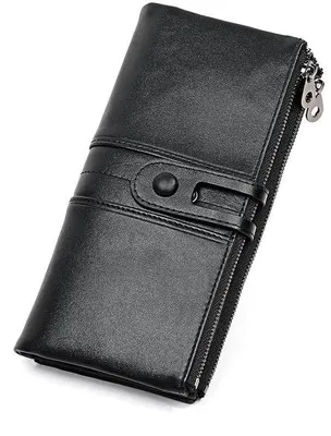 Produktbild von Schwarzes Klassisches Geldbeutel mit RFID-Schutz, Kreditkartenhalter, Cheque-Beutel.