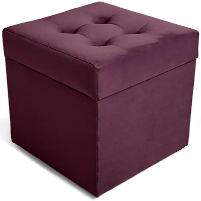 Obrázek produktu pro MG Design, podlahový taburet fialové barvy, 45x45 cm - s úložným prostorem 50 litrů, nosnost až 300 kg, sametově měkký s jemným leskem, snadno se udržuje, vhodný do obývacího pokoje i chodby