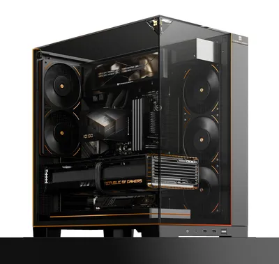 Image de Boîtier gaming ATX TR A70 Vision | Panneau en verre trempé panoramique à trois faces, sans cadre | 8 emplacements pour ventilateurs | Boîtier PC de type tour moyen | Équipé d'un port USB-C | Inclut un écran LCD intégré de 9,16 pouces